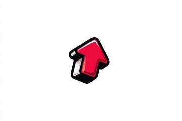 Fototapete - Bold red arrow pointing upwards, 3D effect, simple design