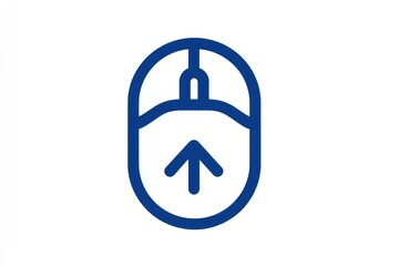 Poster - Simple blue outline computer mouse with an up arrow