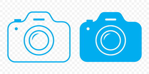 Poster - Camera icon set. Photo camera in flat style. Photo camera in flat style. photo camera sign and symbol. Set of camera icon Vector illustration In Blue Color on Transparent Background. EPS 10.