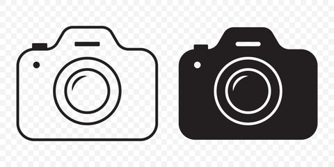 Poster - Camera icon set. photo camera in flat style symbol. photography camera line art signs, vector illustration on Transparent Background. EPS 10.