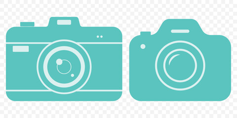 Poster - Camera icon set. Photo camera in flat style. Photo camera in flat style. photo camera sign and symbol. Set of camera icon Vector illustration In Blue Color on Transparent Background. EPS 10.