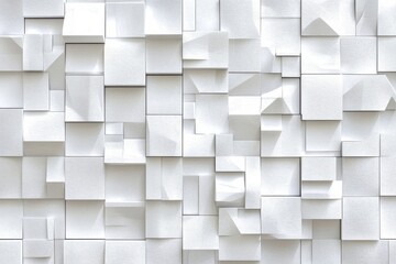 Poster - Complex arrangement of white cubic blocks creates an abstract geometric background, White cubic blocks Abstract geometric background Seamless 3D render