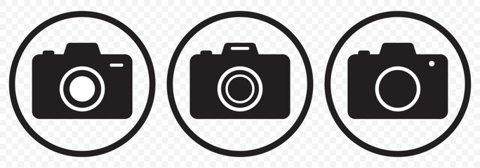 Poster - Photo camera icons set. Photography symbol. Photographing sign. Isolated vector illustration on Transparent background. EPS 10.