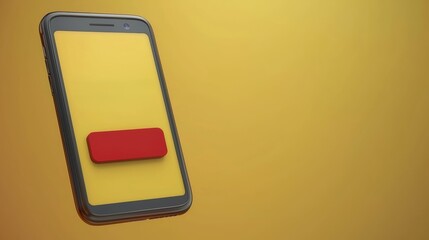 Poster - A modern smartphone with a red minus sign displayed on its screen against a solid yellow background, AI HR office activities