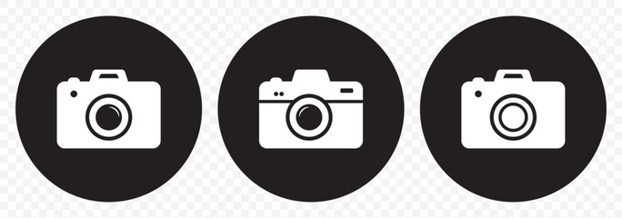 Poster - Camera icon set. Photo camera in flat style. Vector on Transparent Background. EPS 10.