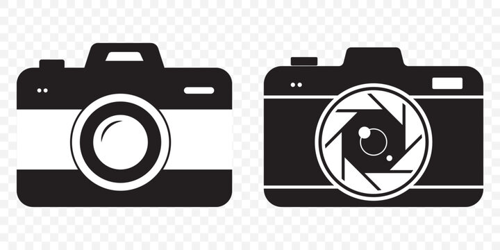 Outline Filled Vector Sign ofvs - camera vector icon . isolated transparent . photo camera sign . black outline and filled version on Transparent Background. EPS 10.
