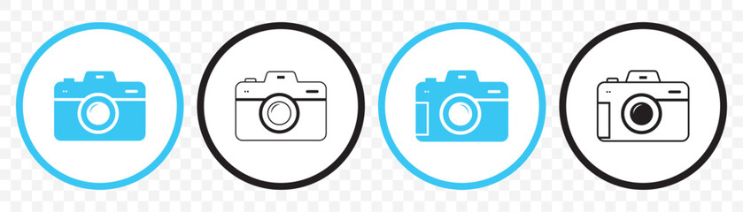 Poster - Camera icon vector. photo camera sign and symbol. photography icon in blue color on Transparent Background. EPS 10.