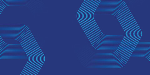Poster - Abstract dark blue background with glowing geometric lines. Modern shiny blue hexagon lines pattern. Technology futuristic concept.