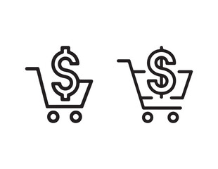 Poster - Two shopping cart icons with dollar signs inside isolated on white background