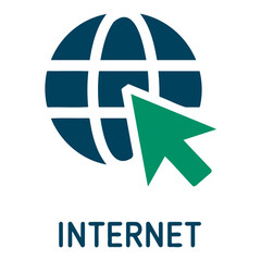 Aufkleber - A visual representation of internet connectivity featuring a globe and a green cursor icon.