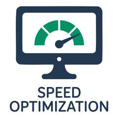 Aufkleber - Illustration of a computer monitor displaying a speedometer with the words speed optimization below