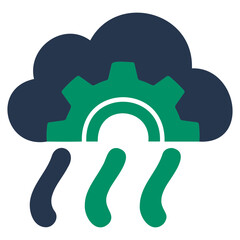 Aufkleber - Illustration of a cloud with a gear inside and rain drops falling down from the cloud image design