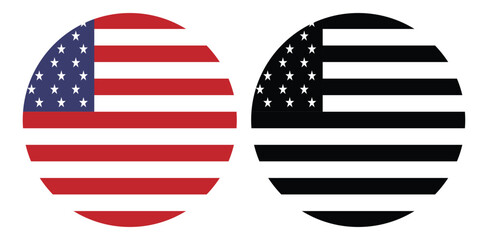 USA national flag isolated on white and black