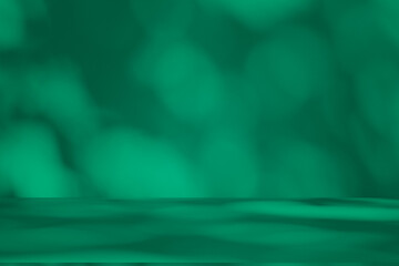 Fototapete - Wall interior background, studio and backdrops show products. with leaf shadow from window color green and white. background for text insertion and presentation of product	