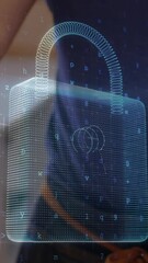 Aufkleber - Animation of network security padlock over people using payment terminal
