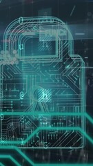 Poster - Security padlock icon and cyber security data processing against network of connections