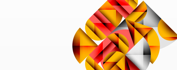 Poster - Abstract geometric shapes, vibrant colors, orange, red, gray. Modern design, clean lines, minimalist composition. Bright, dynamic visual.