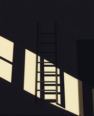 Poster - Ladder with shadows, creating a visual interplay of dark and light tones