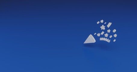 Poster - Isolated realistic white exploding party popper with shadow. Located on the right side of the scene. 3d illustration on transparent background