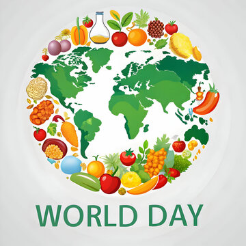 The world food day on white background