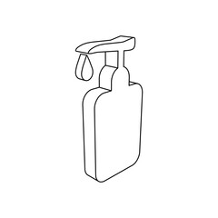 Fototapete - The outline of a large liquid soap symbol is made with black lines. 3D view of the object in perspective. Vector illustration on white background