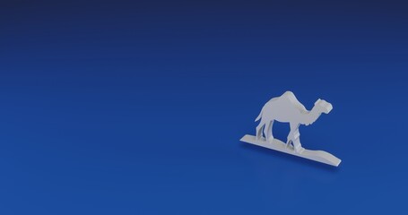 Poster - Isolated realistic white wild camel symbol with shadow. Located on the right side of the scene. 3d illustration on transparent background