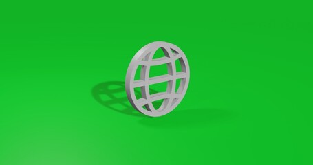 Poster - Isolated realistic white web symbol front view with shadow. 3d illustration on green chroma key background