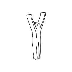 Poster - The outline of a large woman stretches symbol is made with black lines. 3D view of the object in perspective. Vector illustration on white background