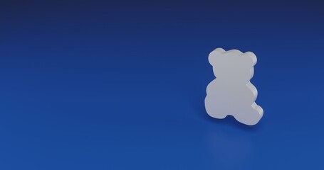 Poster - Isolated realistic white teddy bear symbol with shadow. Located on the right side of the scene. 3d illustration on transparent background