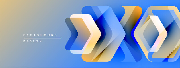 Poster - Abstract geometric shapes overlap, creating dynamic blue, gold gradient. Modern design element for backgrounds, presentations.