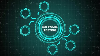 grid background animation. Internet, business, Technology and network concept. A Software testing concept button on a futuristic technology privacy concept. digital technology 4k video animation.