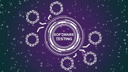 grid background animation. Internet, business, Technology and network concept. A Software testing concept button on a futuristic technology privacy concept. digital technology 4k video animation.