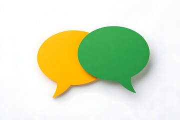 Poster - Overlapping Speech Bubbles in Yellow and Green on White