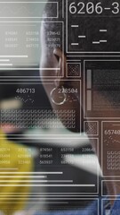 Poster - Animation of data processing over diverse business people in office