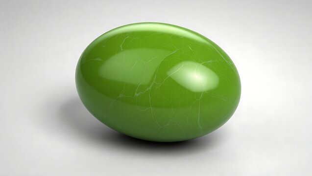Luminous Green Orb Abstract 3D Render of a Polished, Oval Gemstone