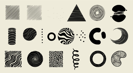 Poster - Contemporary graphic set showcases a modern collection of abstract shapes and hand-drawn textures for design inspiration.
