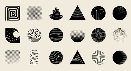 Poster - Assorted abstract geometric shapes, diverse backgrounds and forms, a vector design perfect for contemporary art projects.