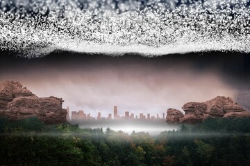 Poster - Bright stars of energy over landscape