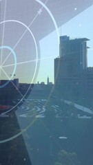 Poster - Scanning cityscape with radar animation over modern buildings