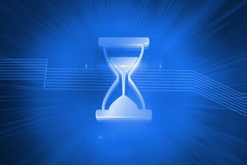 Poster - Shiny hourglass on blue background