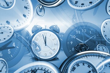 Leinwandbilder - Digital image of various clocks