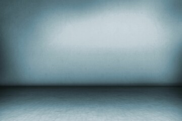 Poster - Flat design space is showing blue-gray gradient wall meeting tiled floor with shadows, copy space