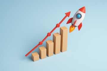 Poster - Rocketing to Success: A dynamic visual of a rocket soaring upwards, symbolizing rapid growth and achievement, with an accompanying graph emphasizing progress and strategic advancement in business.