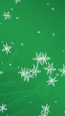 Poster - Animation of snowflakes falling on green background