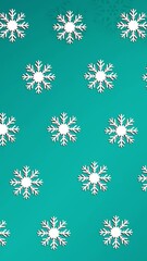 Poster - Animation of snowflakes falling on green background
