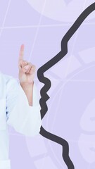 Poster - Animation of caucasian female doctor and head with light bulb icon over data processing