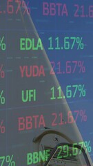 Poster - Animating stock market data over construction site workers