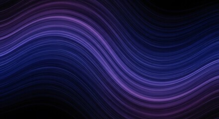 Leinwandbilder - Mesmerizing dark blue and purple flowing lines create an abstract wavy background, perfect for modern designs.