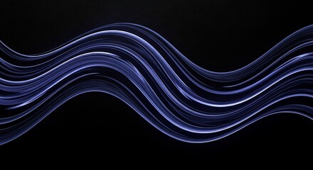 Leinwandbilder - Gentle waves cascade across a dark backdrop, creating a serene and abstract design with smooth, flowing lines and ethereal luminescence.