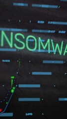 Poster - Ransomware animation with digital data and graphs, showcasing cyber security concept